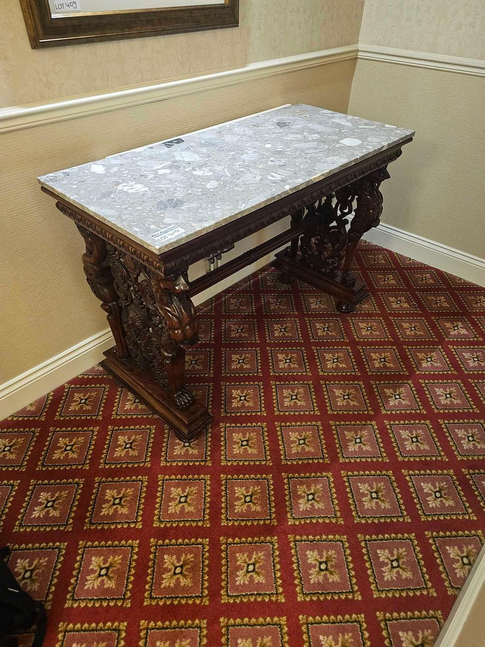 Lot 410: A 19th Century French Renaissance Revival Marble Top Console Table