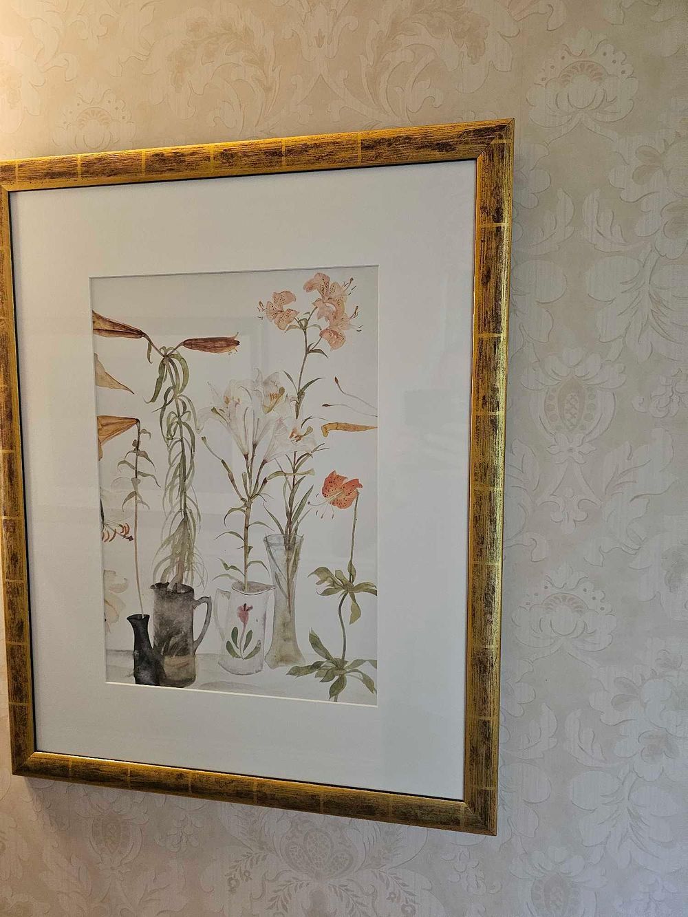 Lot 417: Elizabeth Blackadder, 'Lilies and Passion Flower', Framed Print
