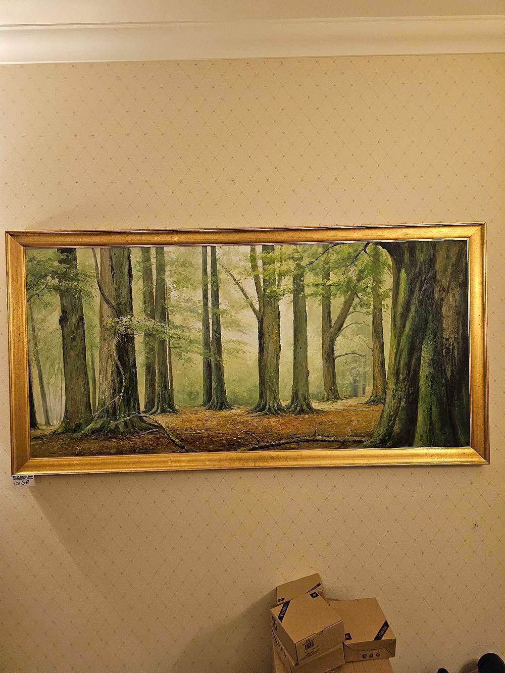 Lot 509: A Large Framed Oil on Canvas Forest Landscape