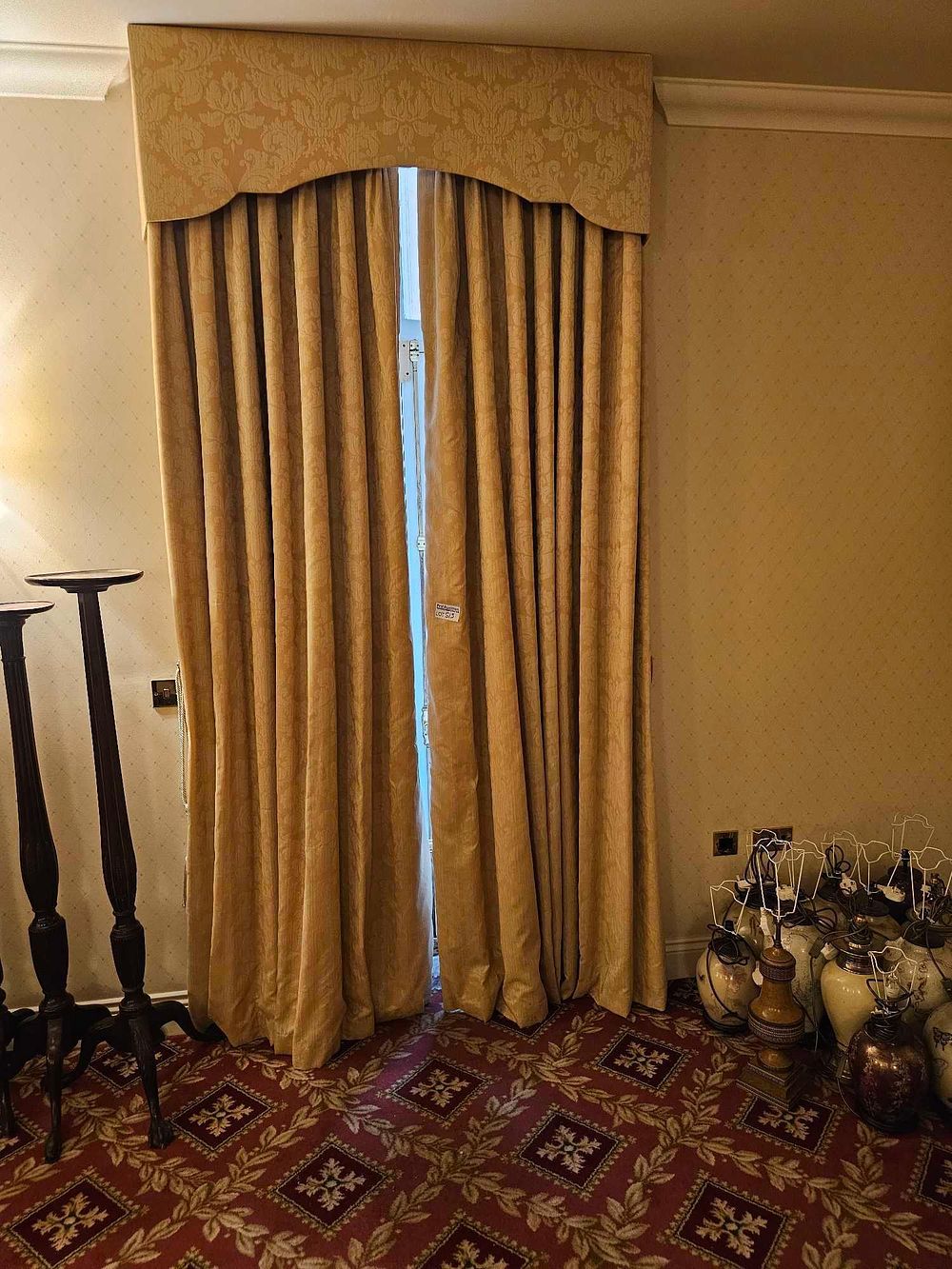 Lot 513: Two Sets of Gold-Toned Pinch-Pleat Window Treatments