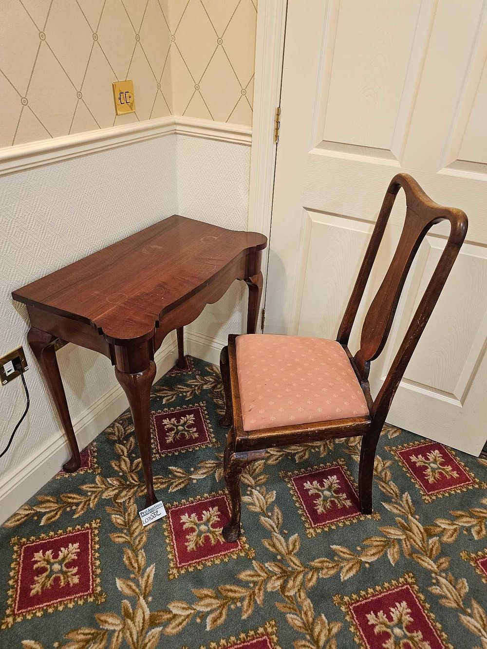 Lot 532: A Queen Anne Style Mahogany Side Table and Armchair