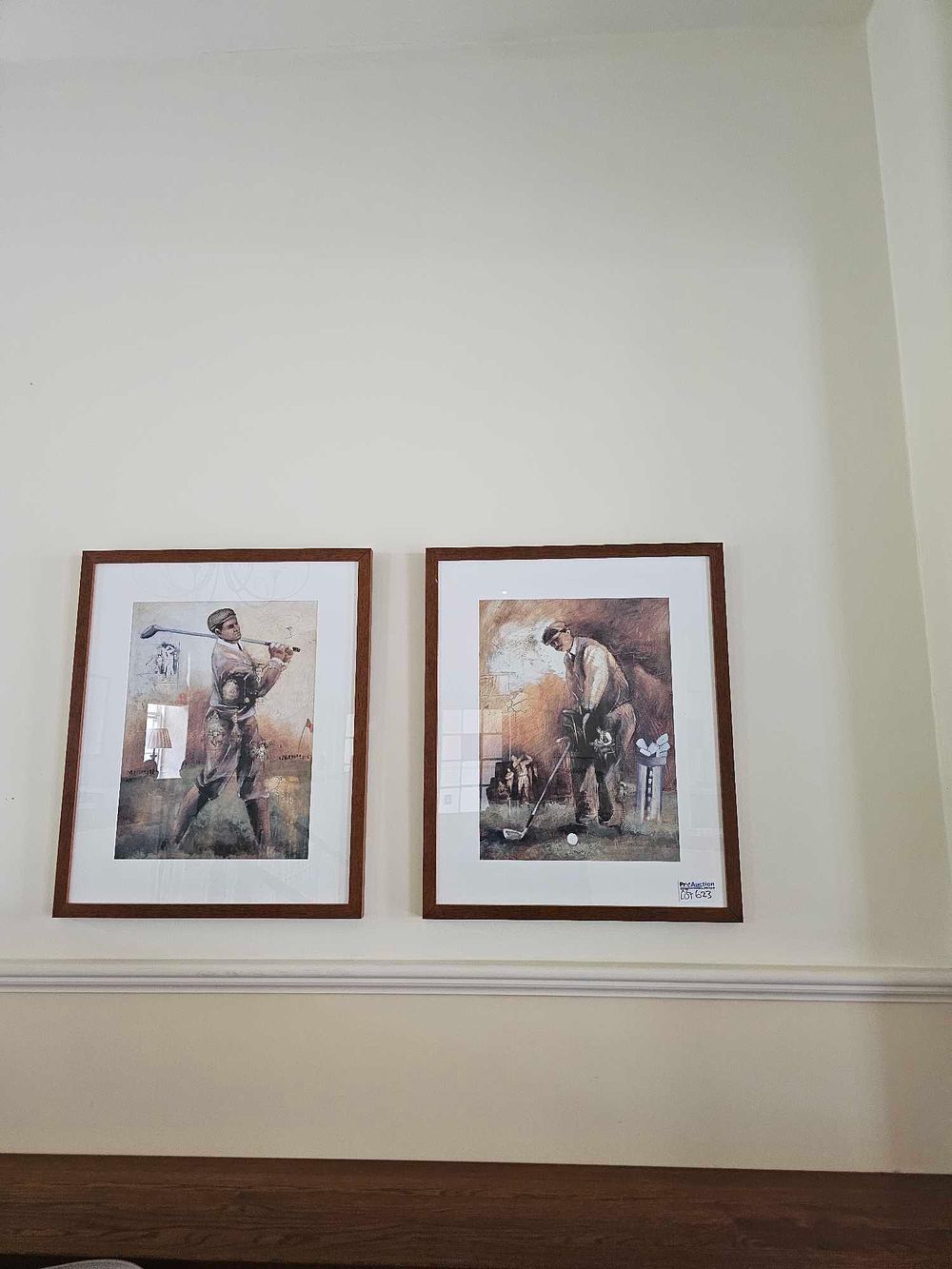 Lot 623: A Pair of Framed Golf Prints: 'At the Tee' and 'Birdie' by Roya Azim