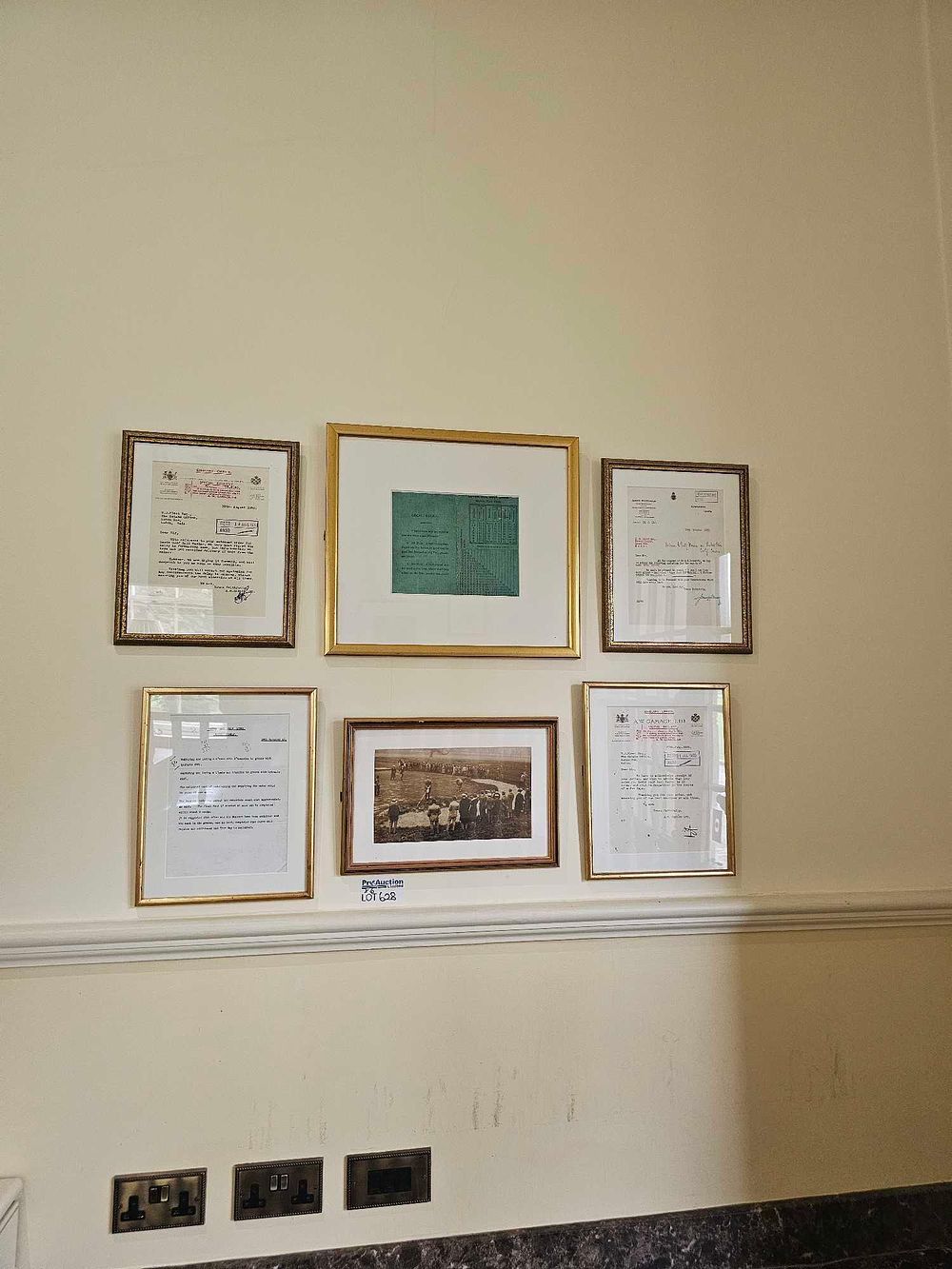 Lot 628: A Collection of Six Framed Early to Mid-20th Century Documents and a Photograph, including Jordanian and British Correspondence