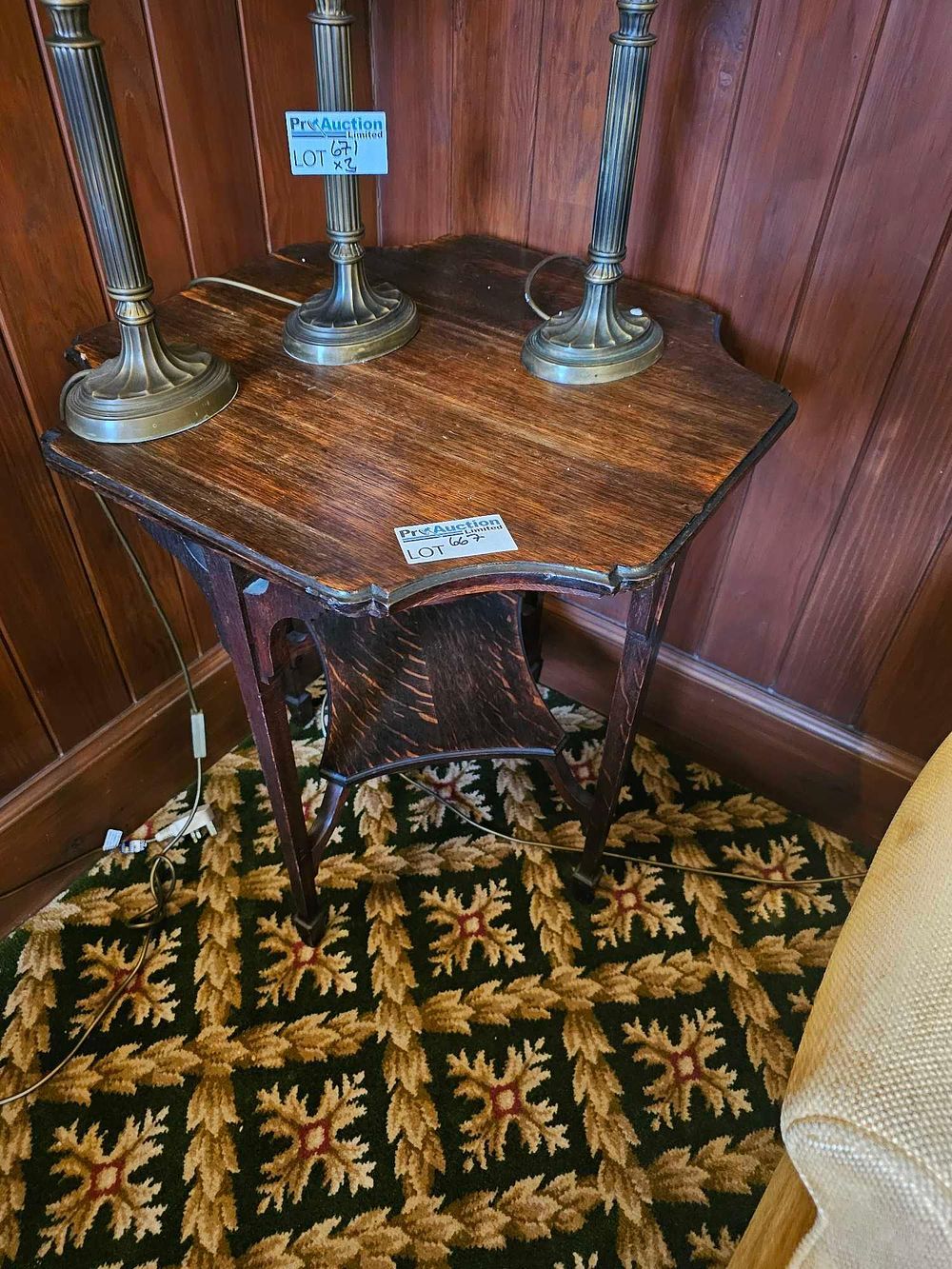 Lot 667: An Aesthetic Period Oak Corner Table