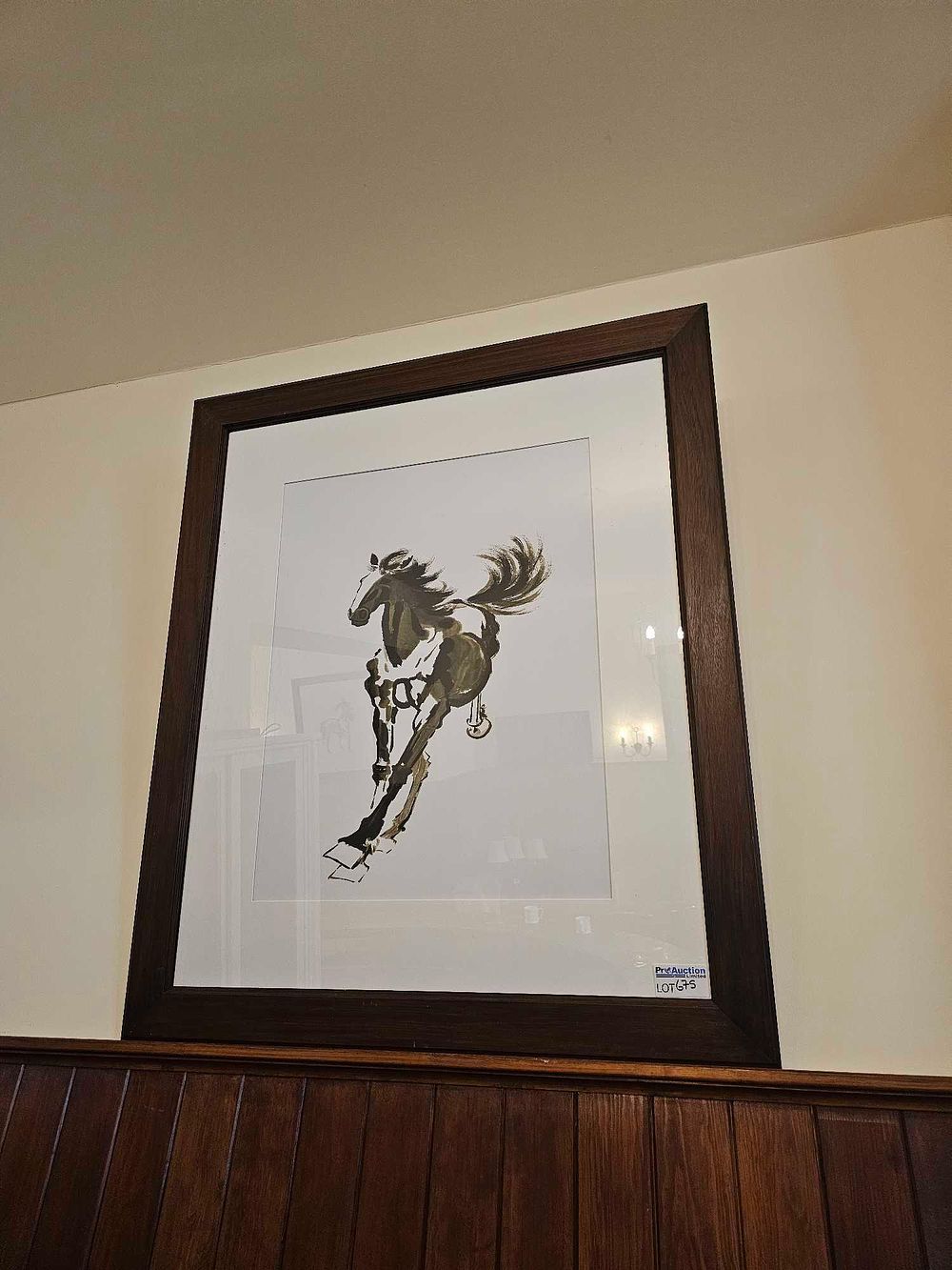 Lot 675: Framed Chinese Ink Wash Style Painting of a Galloping Horse
