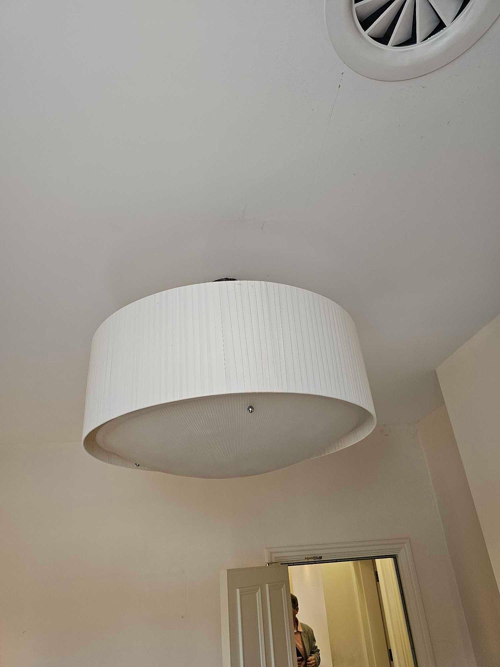 Lot 764: CB2 Boum Pleated Linen Drum Flush Mount Light