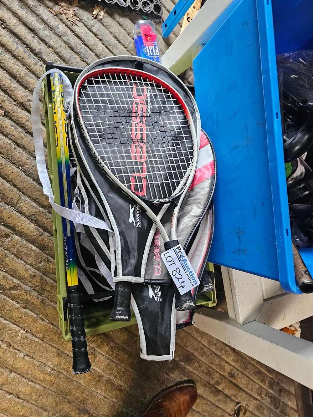 Lot 824: Three Modern Sporting Rackets, including Slazenger Tennis and Dunlop Squash/Badminton