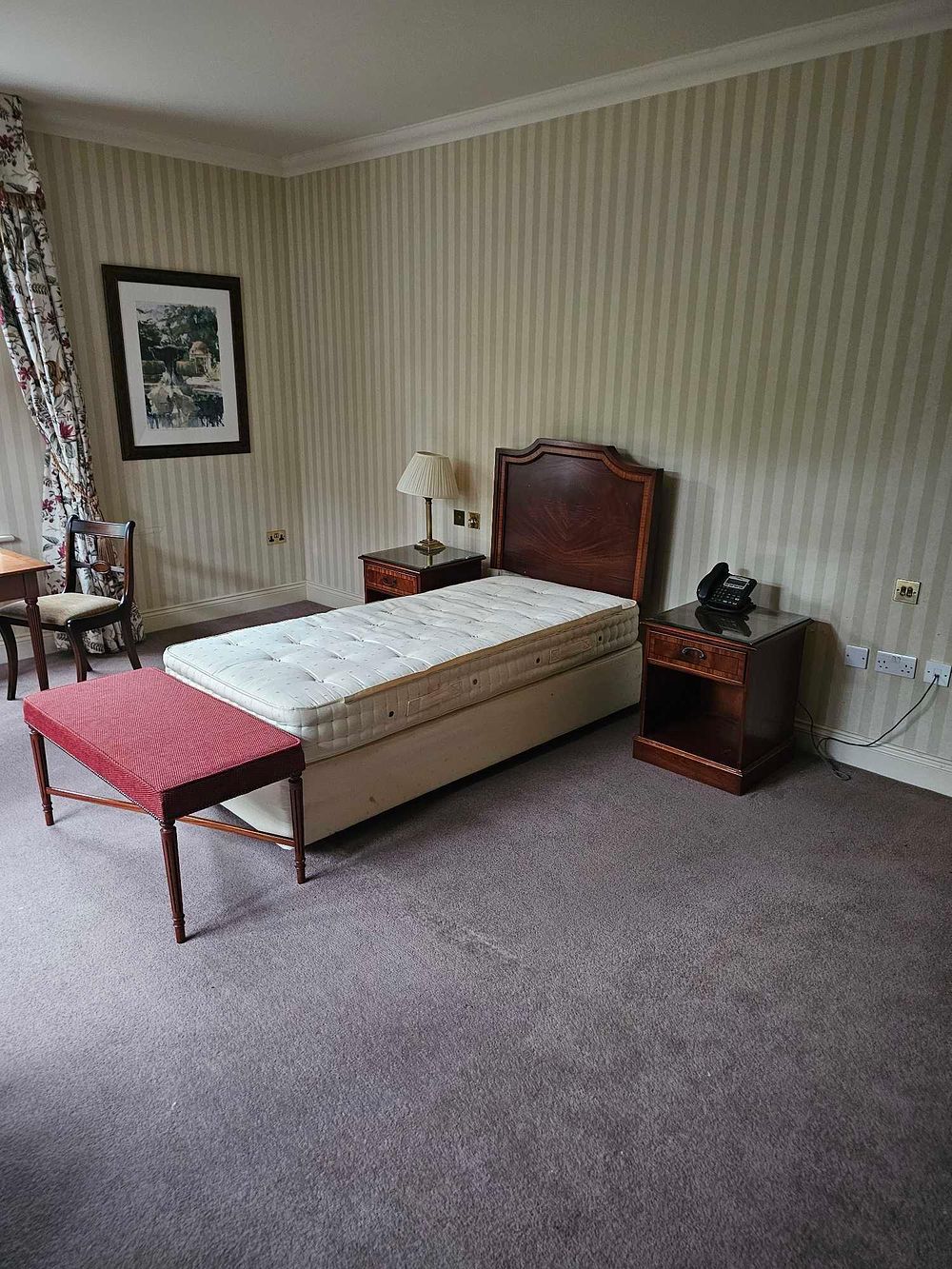 Lot 825: A Suite of Dark-Stained Wood Bedroom and Sitting Room Furnishings, Early to Mid-20th Century