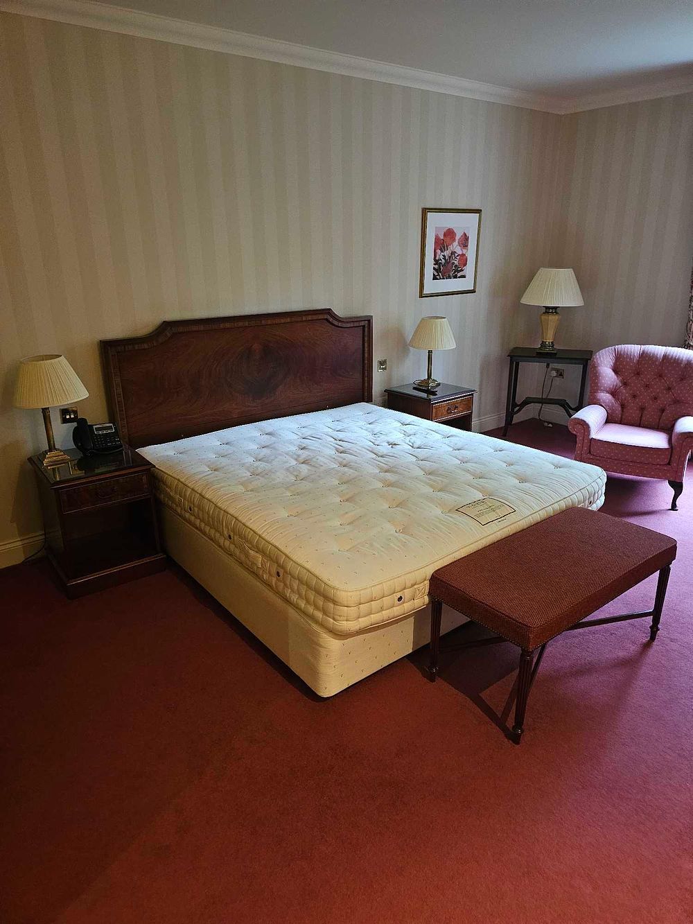 Lot 849: A Neoclassical/Regency Revival Bedroom and Occasional Furniture Suite, with a Vispring Monarque King-Size Mattress