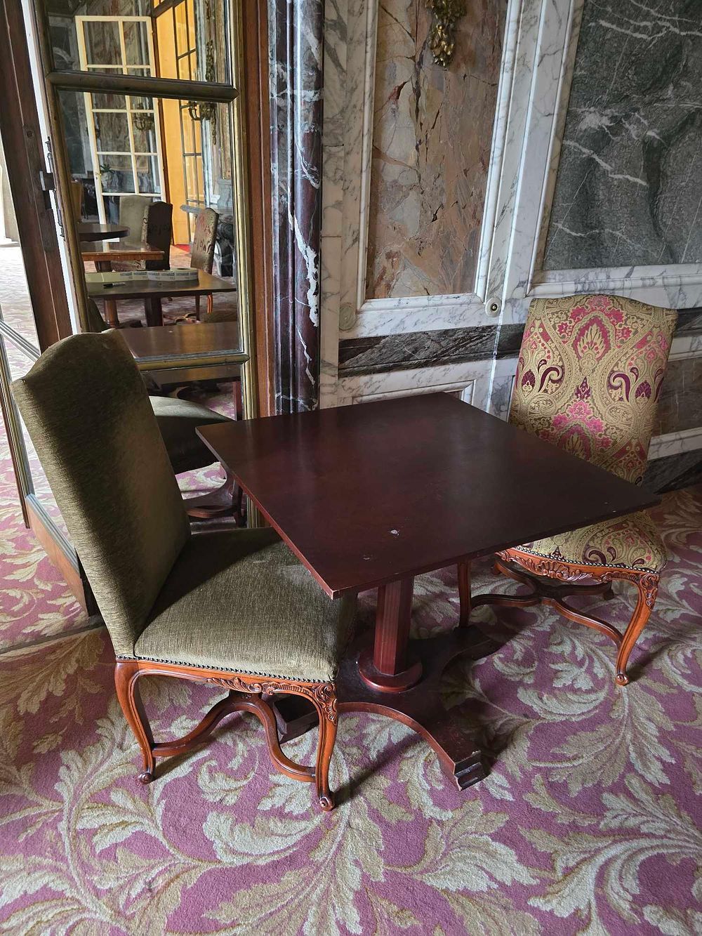 Lot 2006: A Mahogany Games Table and Two Baroque Revival Side Chairs