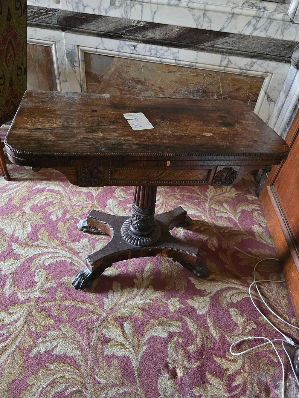 Lot 2019: Antique Regency Rosewood Card Table, Early 19th Century