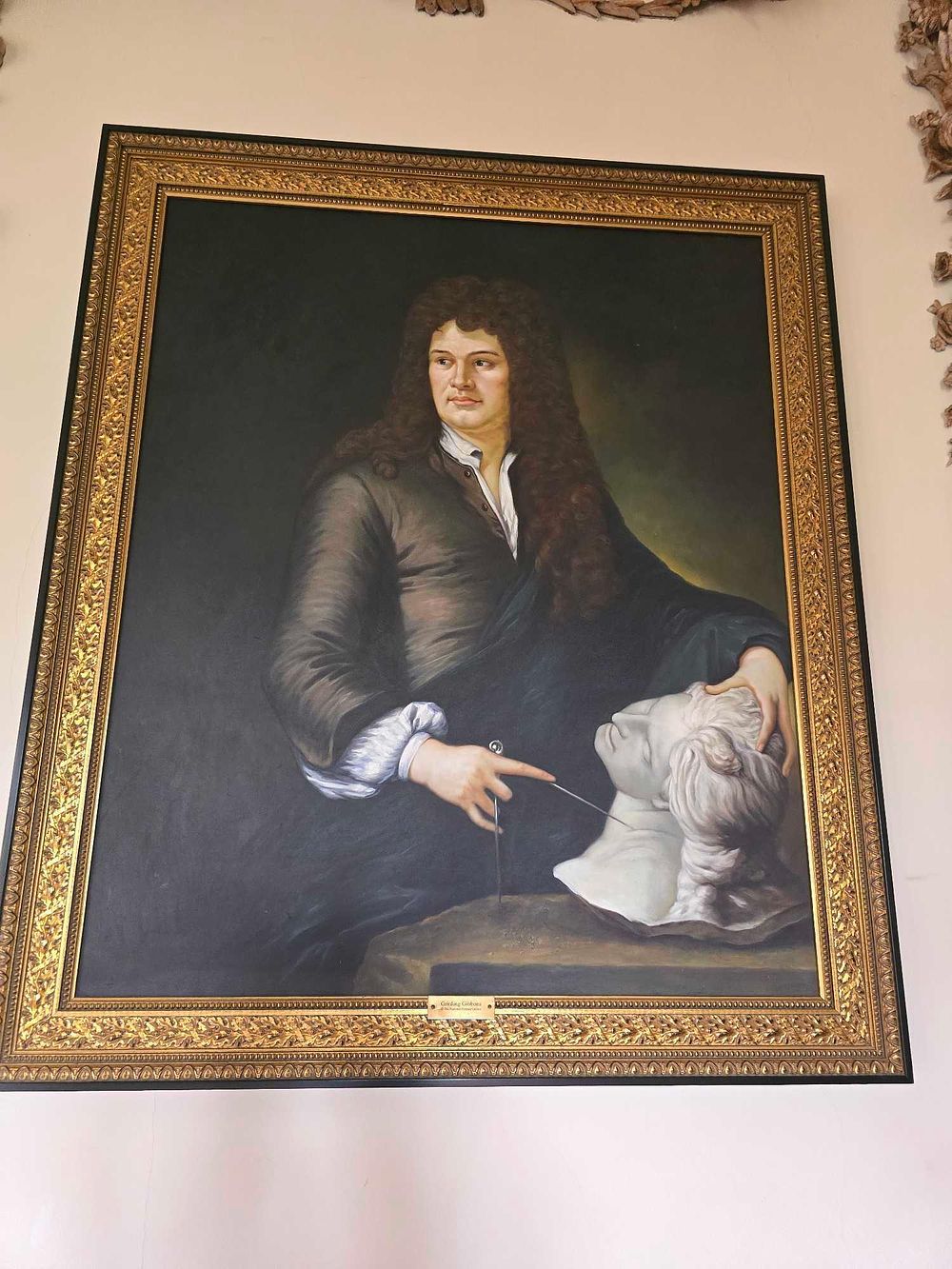 Lot 2045: Reproduction Oil on Canvas Portrait of Grinling Gibbons after Sir Godfrey Kneller, c.1690