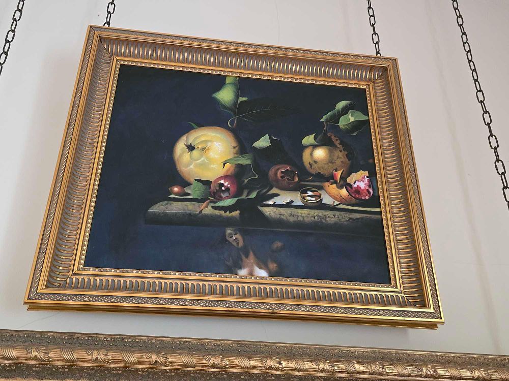 Lot 2058: Oil Painting After Martinus Nellius, 'Still Life with Quinces, Medlars and a Glass'