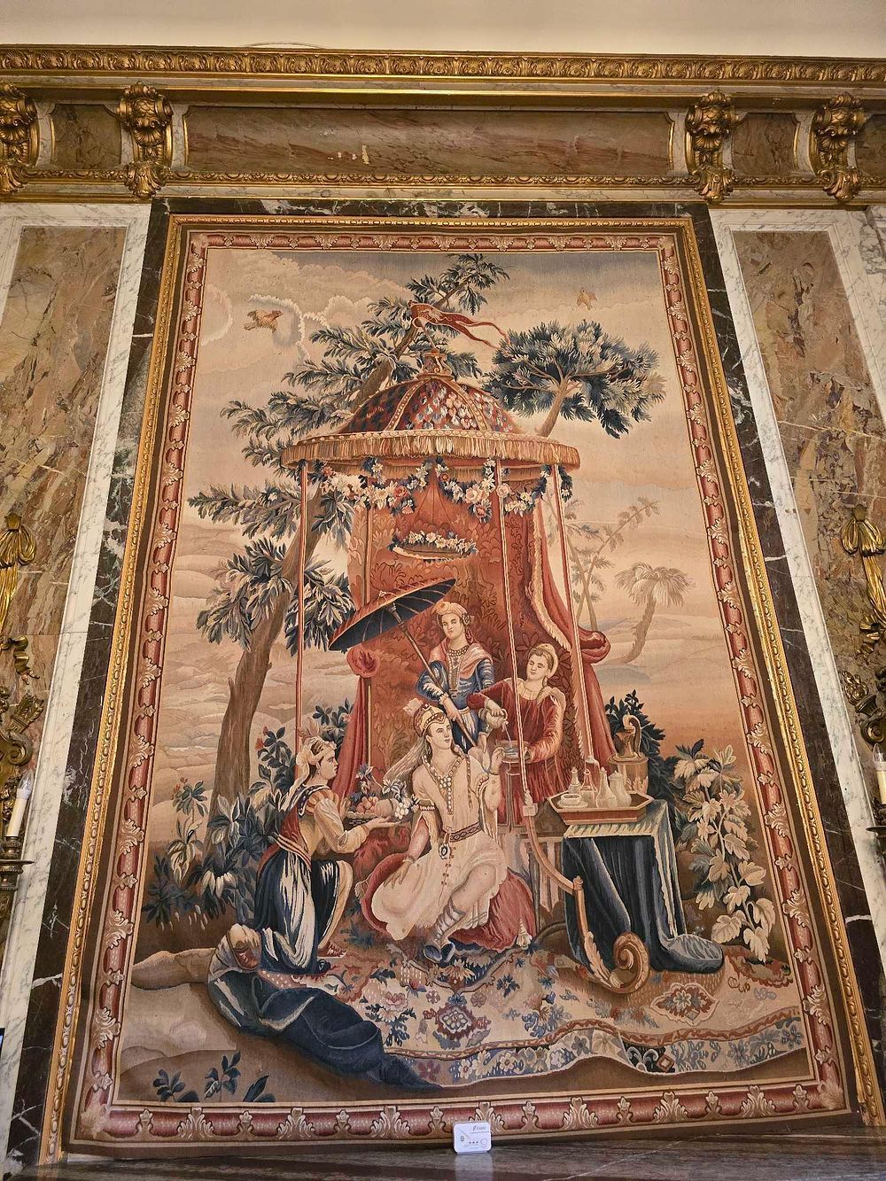 Lot 2066: A Chinoiserie Tapestry after 'The Empress' Tea' from The Story of the Emperor of China Series, Beauvais Manufactory