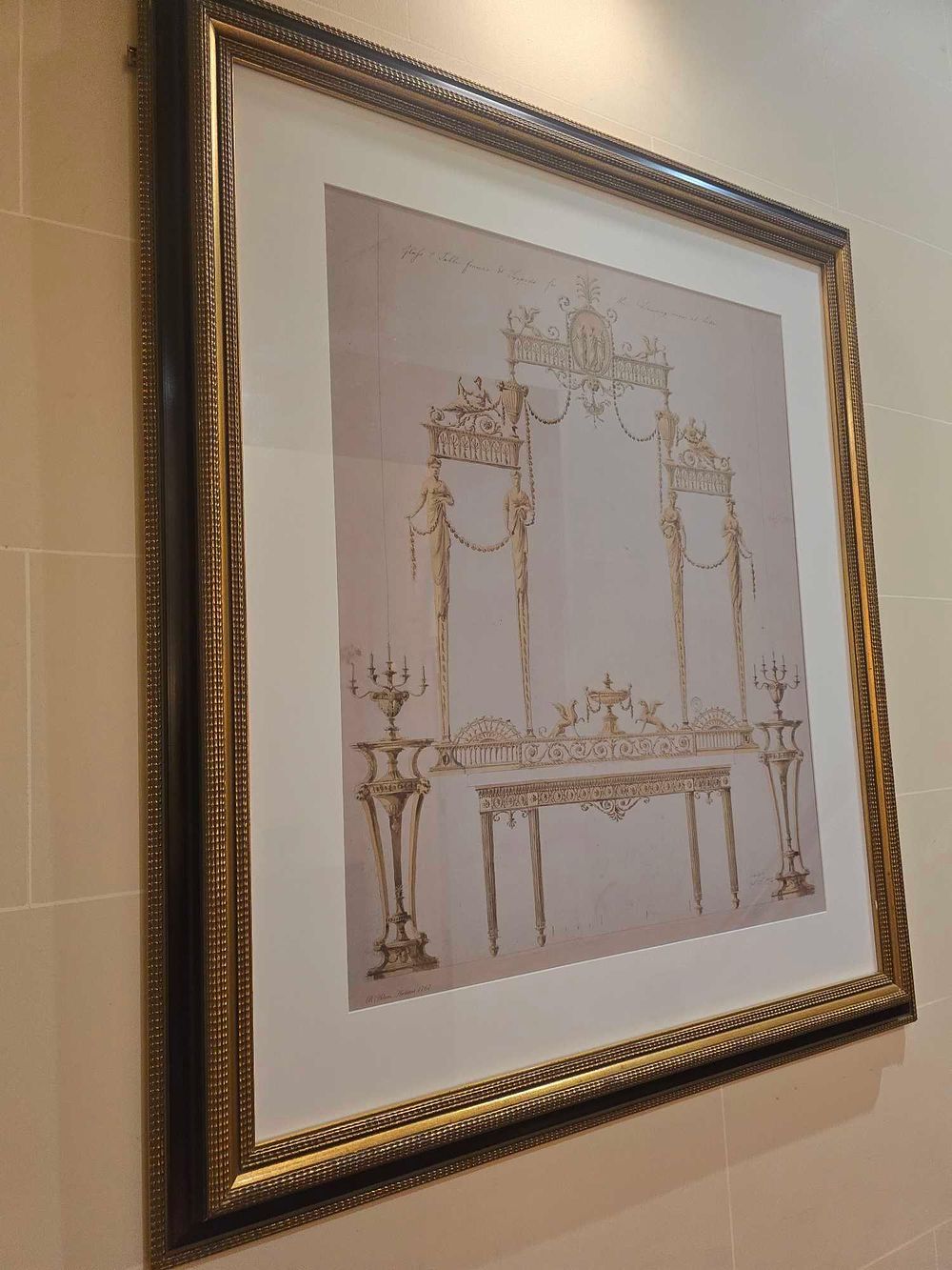 Lot 2073: 18th Century Neoclassical Design Drawing for a Console Ensemble, Paris 1792