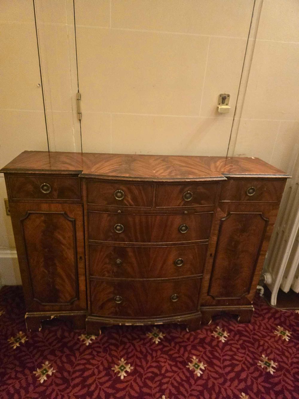 Lot 2074: A Drexel Flame Mahogany Serpentine Front Sideboard