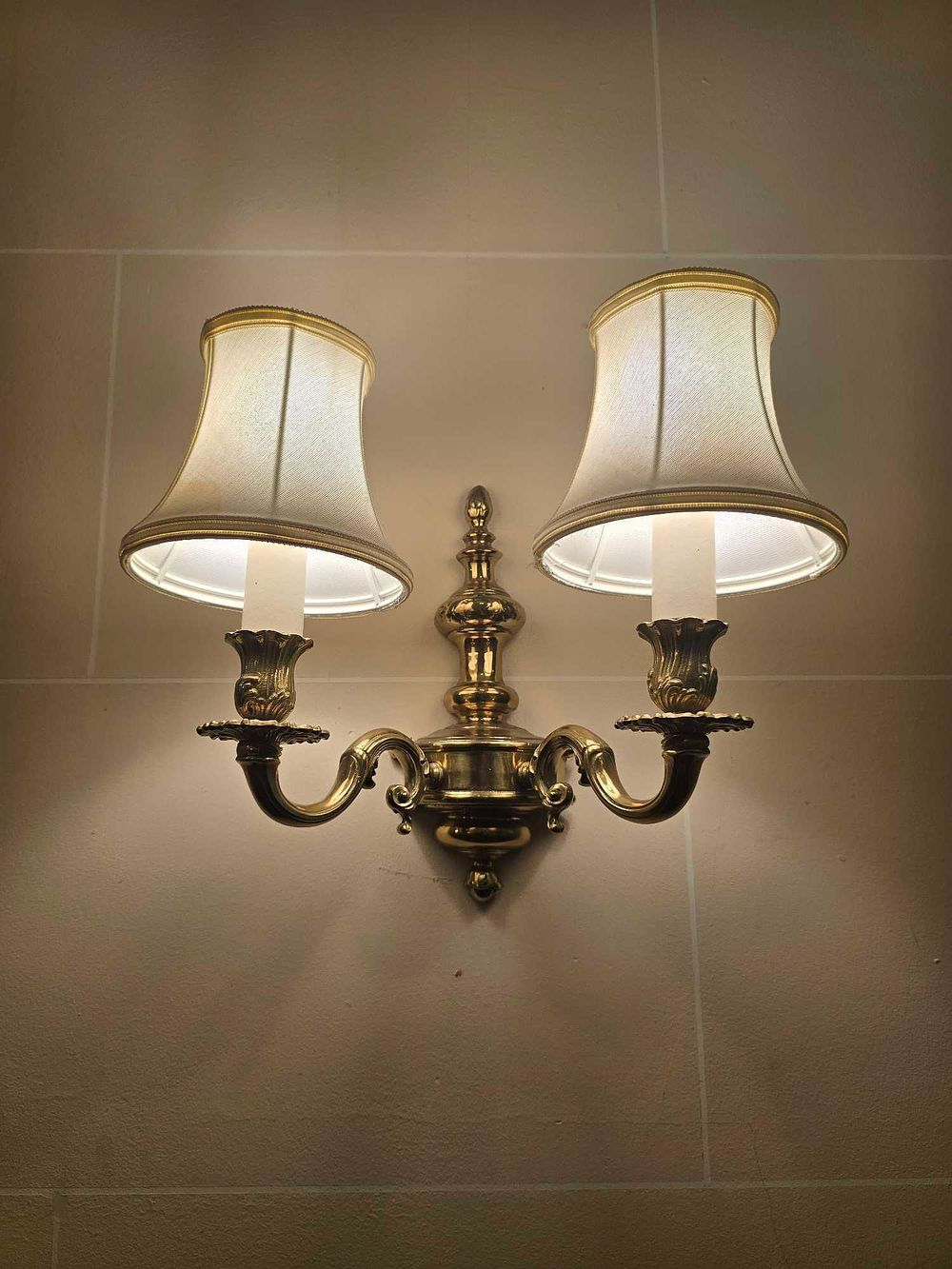 Lot 2080: A Polished Brass-Toned Two-Light Wall Sconce