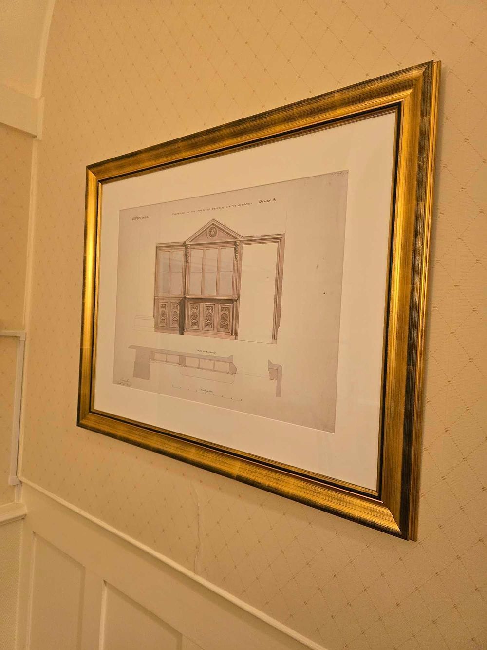 Lot 2111: Smirke, An Architectural Engraving for a Proposed Bookcase at Luton Hoo, dated 1849