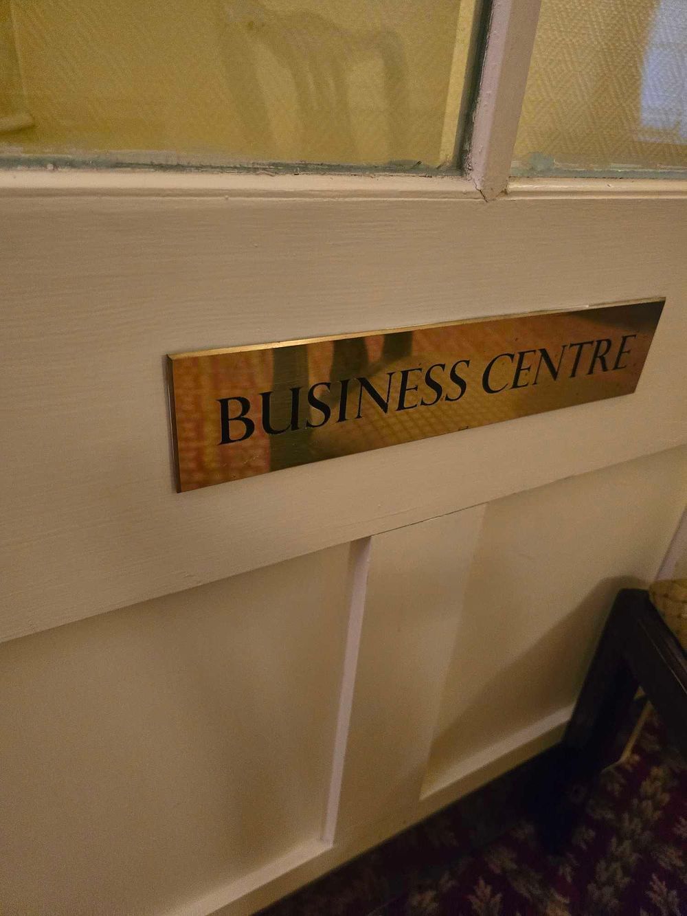 Lot 2116: A Group of Interior Decorative Items, including Striped Draperies and a 'BUSINESS Centre' Door Sign