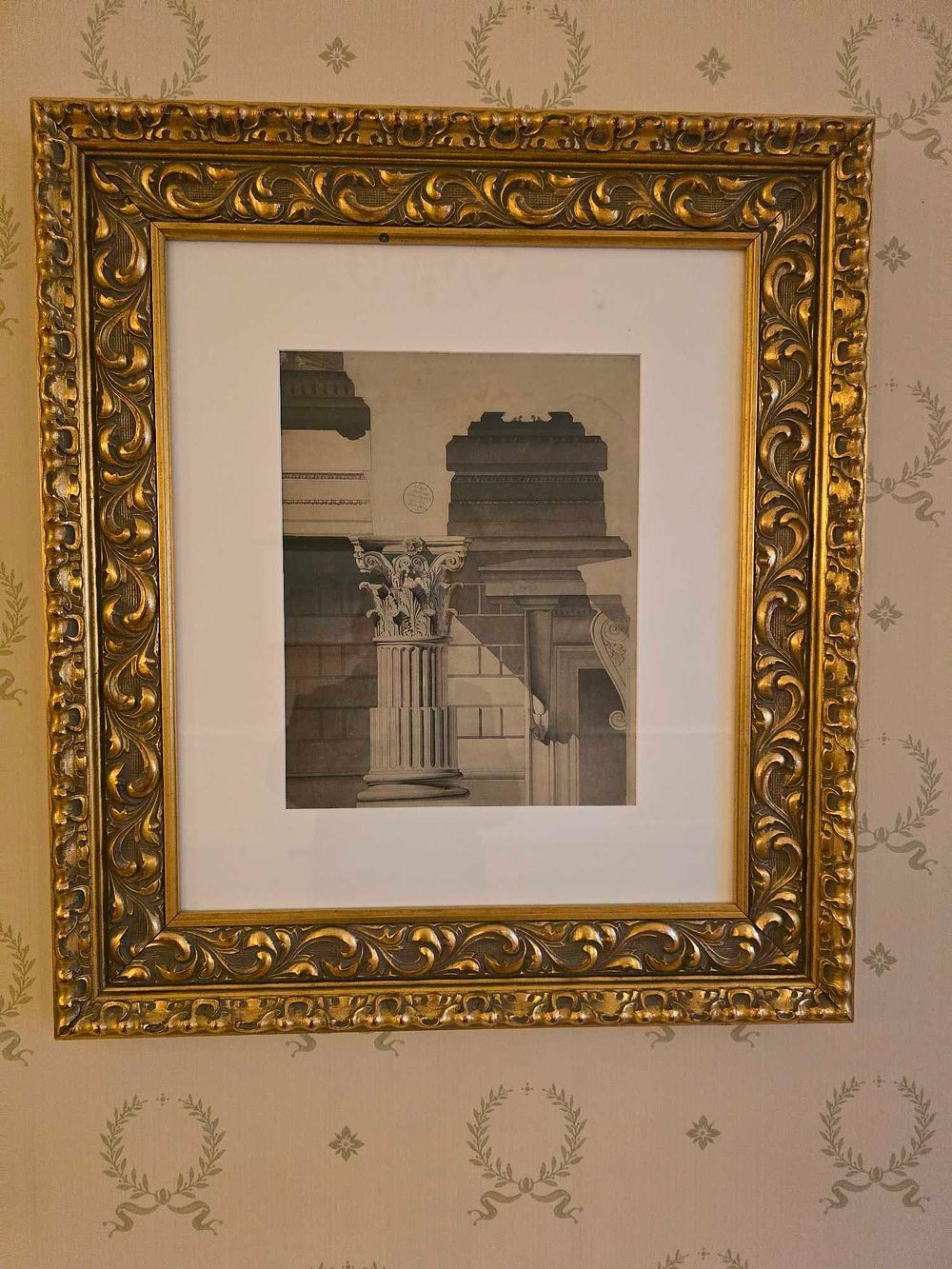 Lot 2127: Framed Classical Architectural Study of a Corinthian Column, from the Accademia di Belle Arti di Bologna Library