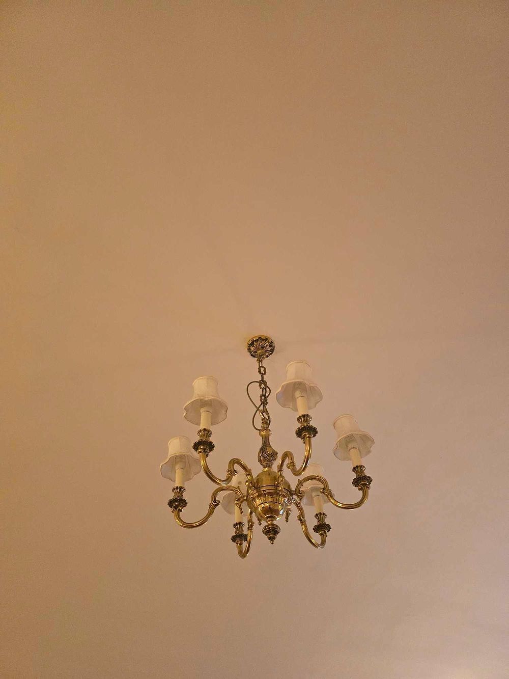 Lot 2132: A Baroque Style Brass Six-Light Chandelier
