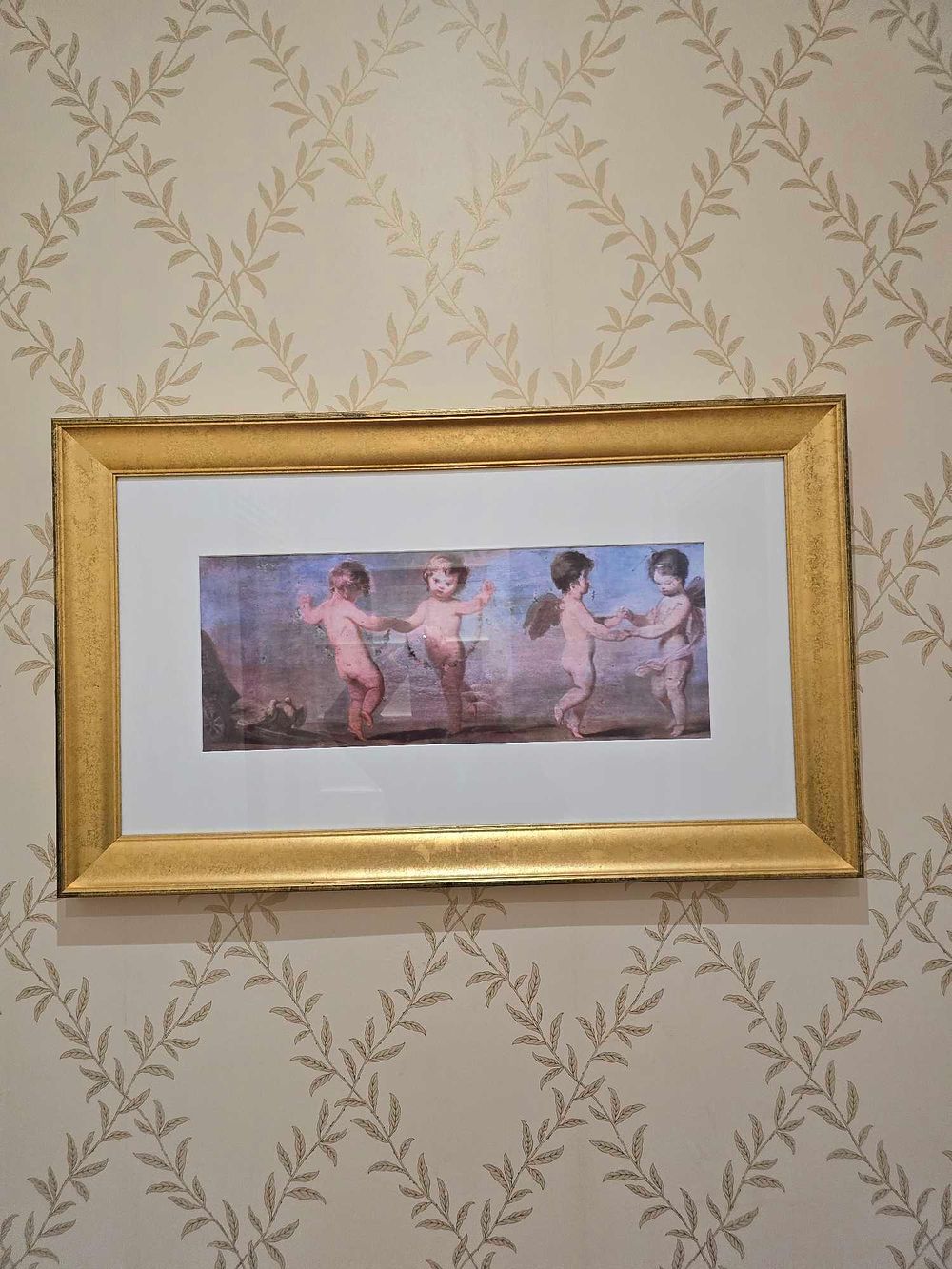 Lot 2136: A Framed Print Depicting Four Classical-Style Dancing Putti