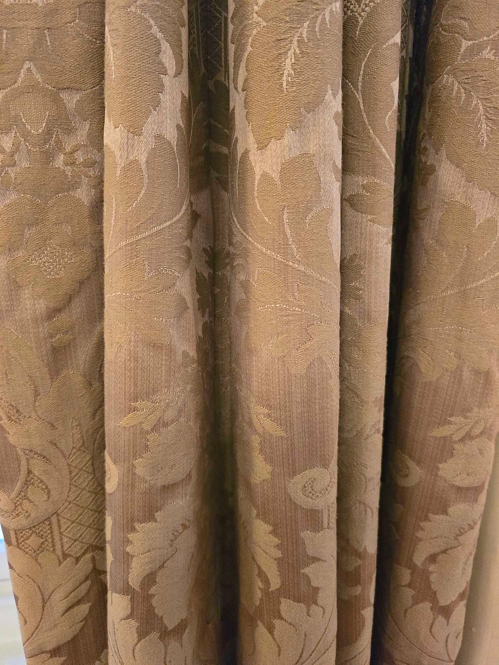 Lot 2168: A Pair of Gold-Tone Jacquard Damask Window Draperies