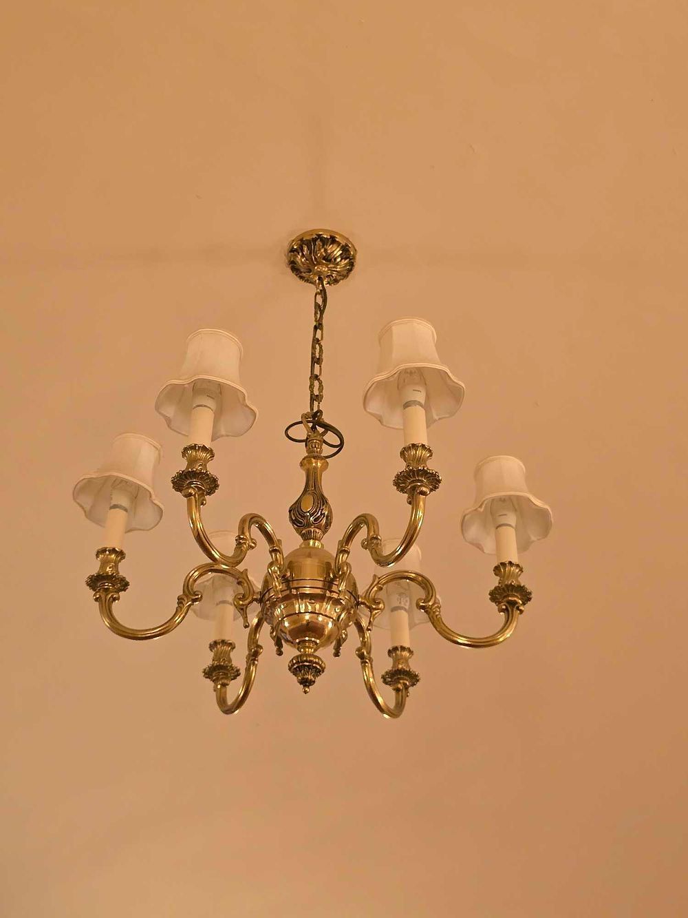 Lot 2178: A Baroque Style Brass Six-Light Chandelier, Late 19th Century