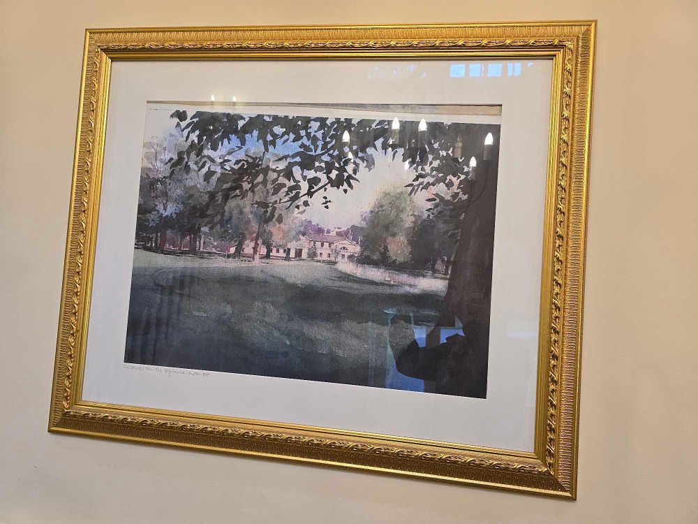 Lot 2182: "The Squirrel from the Golf Course - Autumn 1987," Framed Impressionistic Watercolor Landscape