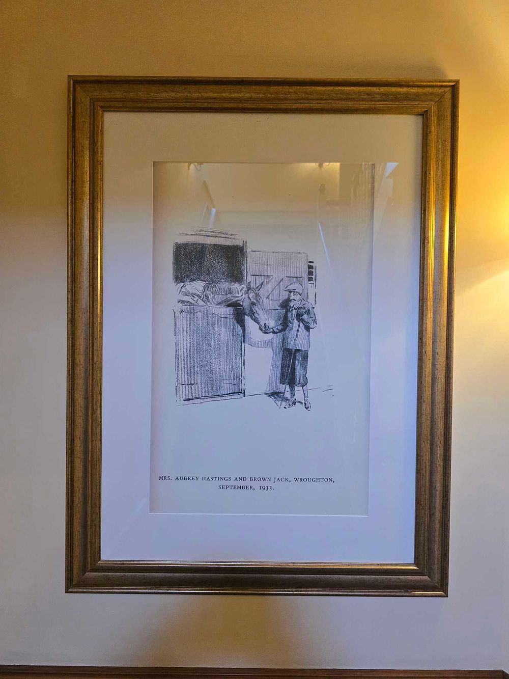Lot 2203: An Illustrative Drawing Depicting Mrs. Aubrey Hastings and Brown Jack, 1933