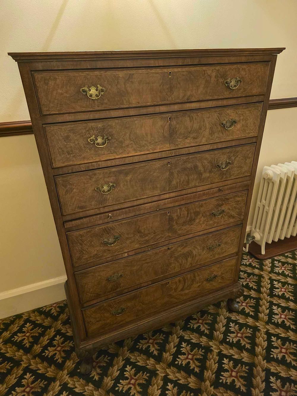 Lot 2217: An 18th Century Georgian Burl Walnut Tall Chest of Drawers