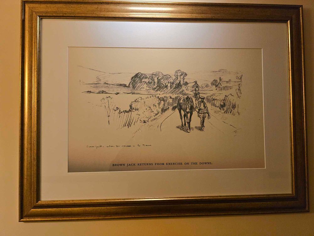 Lot 2220: An Early 20th Century Illustrative Equestrian Print, 'Brown Jack Returns From Exercise On The Downs'