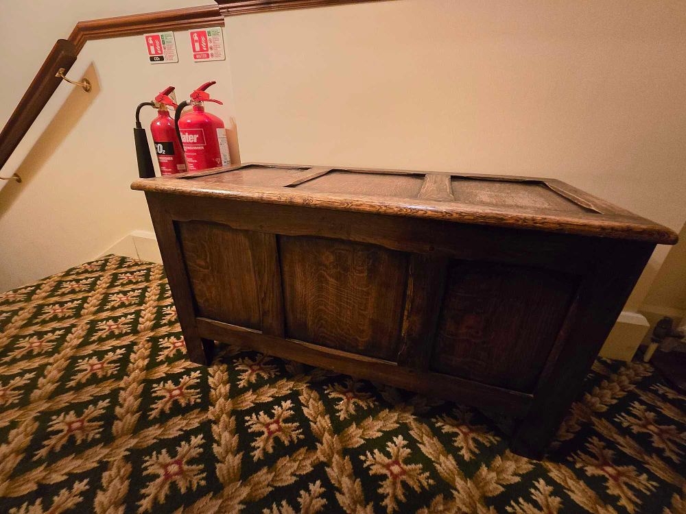 Lot 2221: An 18th Century English Oak Paneled Coffer or Blanket Chest