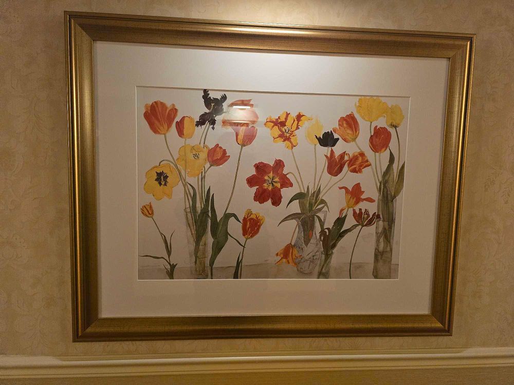 Lot 2228: Elizabeth Blackadder, 'Red and Yellow Tulips' Print