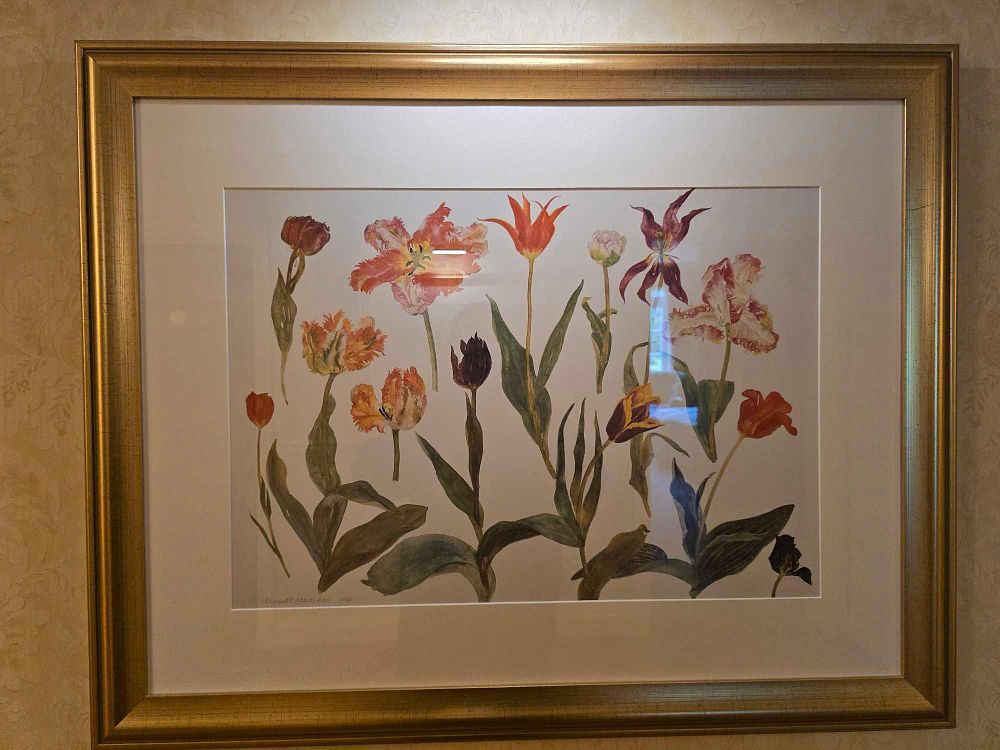 Lot 2231: Elizabeth Blackadder Framed Art Print, Titled: Tulips