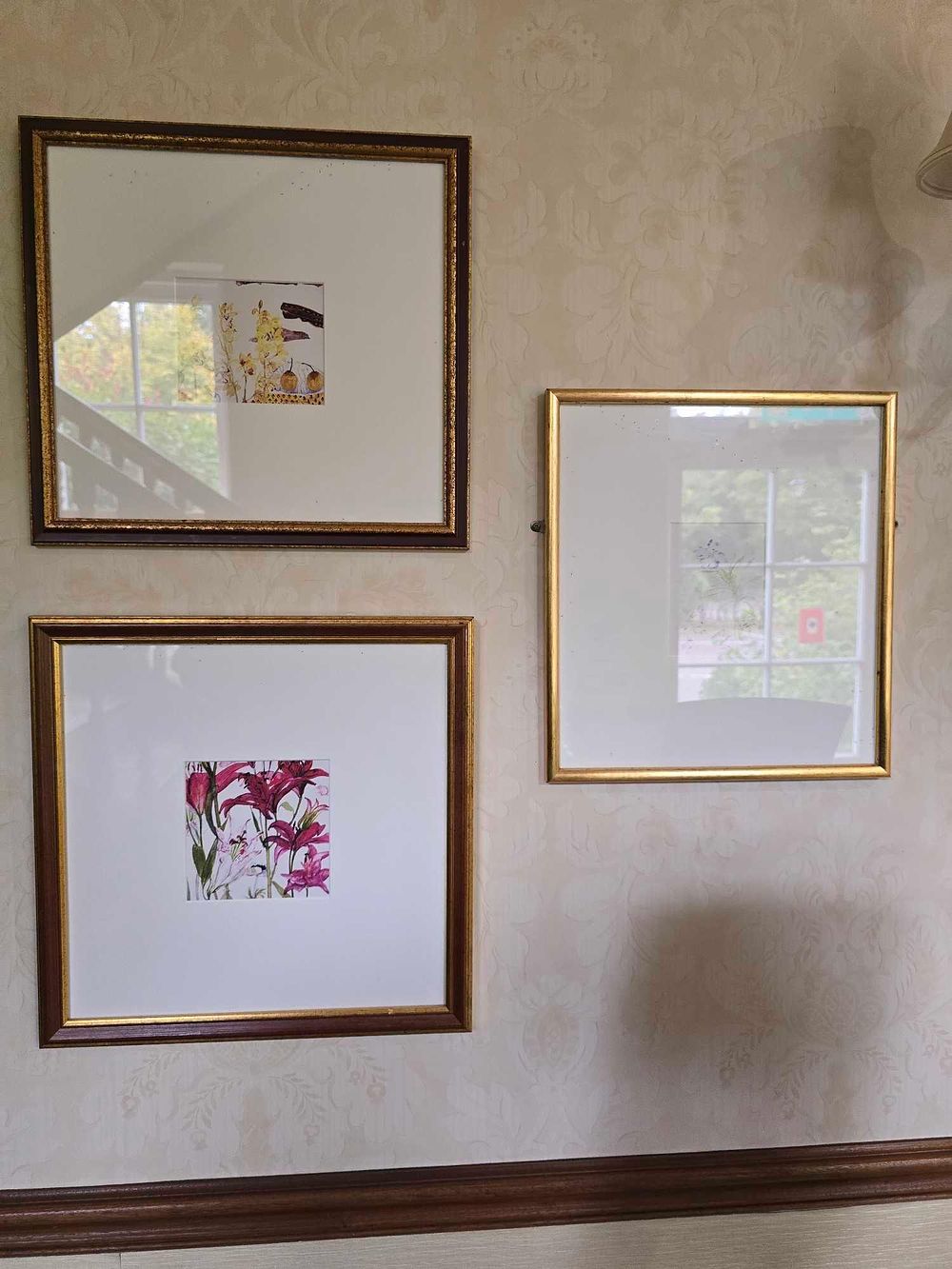 Lot 2236: Three Framed Botanical Prints and a Gilded Frame, 20th Century