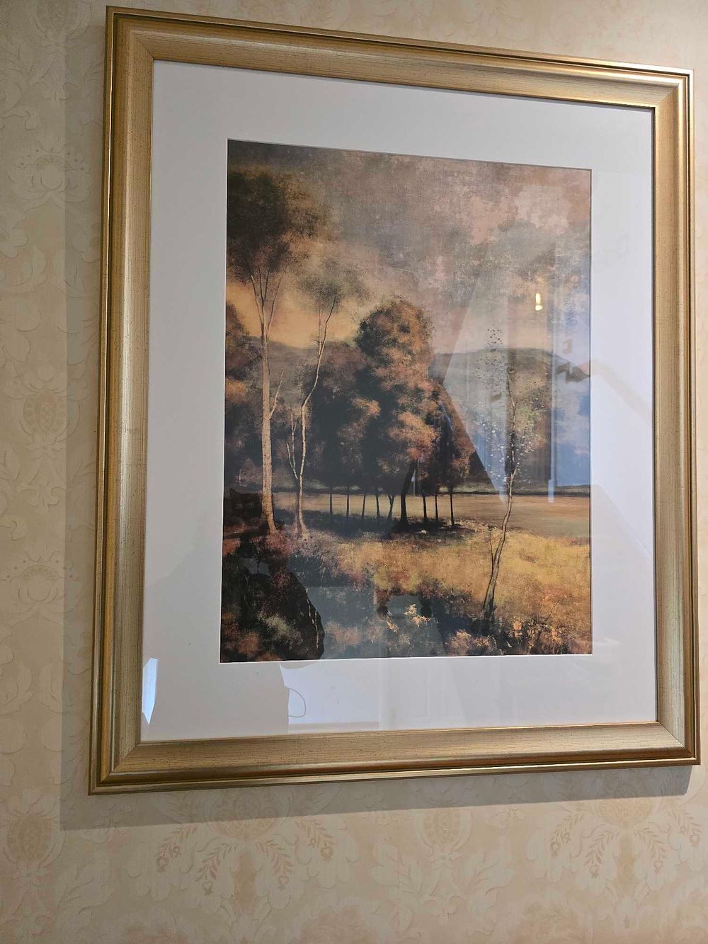 Lot 2238: A Late 19th/Early 20th Century Style Landscape Print in a Tiger Wood Frame