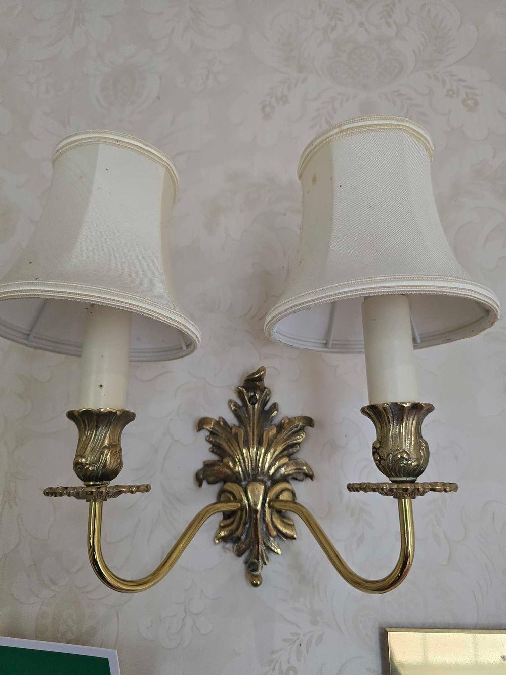 Lot 2240: A Vintage Rococo Revival Brass Two-Light Wall Sconce
