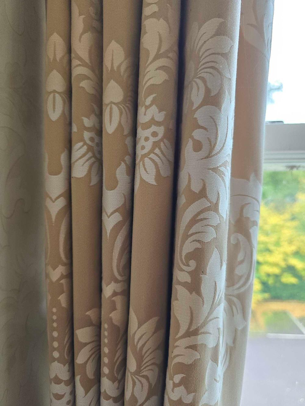 Lot 2244: A Pair of Astoria Faux Silk Jacquard Curtains with Tie-Backs