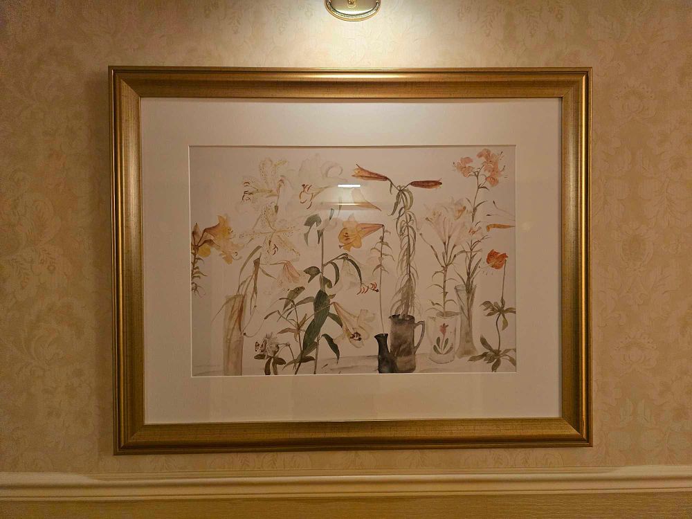 Lot 2249: Elizabeth Blackadder (after) 'Lilies and Passion Flower' Print, Inscribed 'Signed by Mark, 1988'