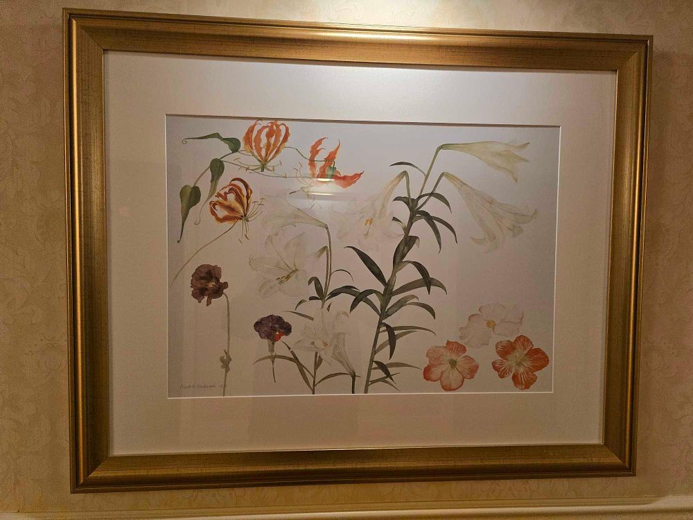 Lot 2252: Elizabeth Blackadder, Lilies and Passion Flower Print