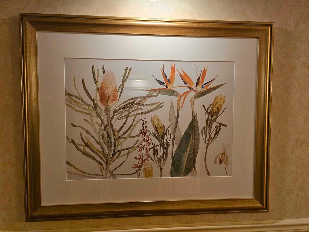 Lot 2254: Elizabeth Blackwell, Botanical Study of Birds of Paradise and Protea, dated 1988
