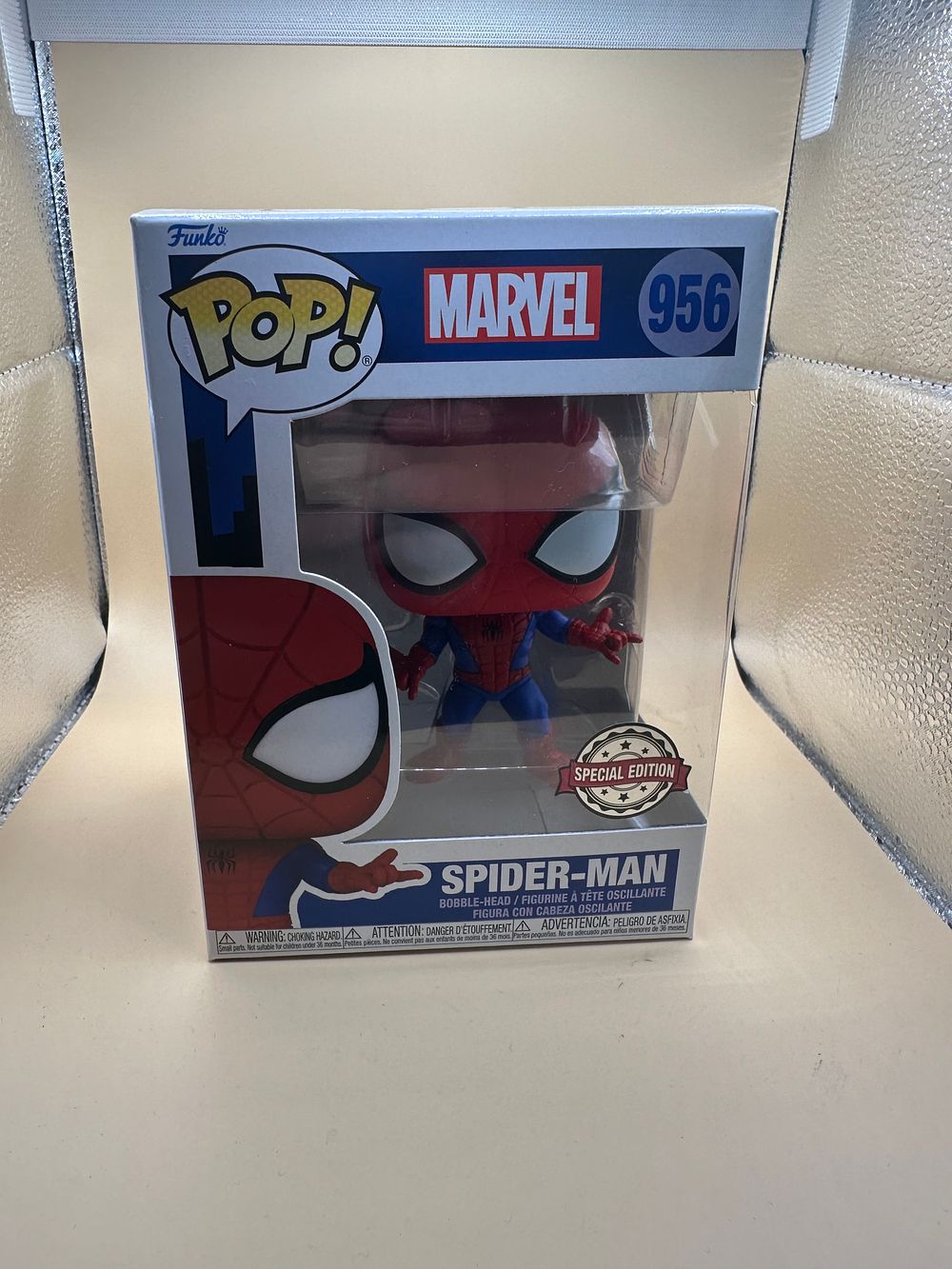 Lot 615: Funko Pop! Marvel 956 Spider-Man Special Edition Bobble-Head Figure