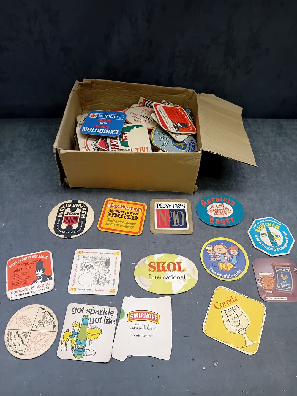 Lot 486: A Collection of Mid-to-Late 20th-Century Vintage Paperboard Beverage Coasters or Beer Mats (4)
