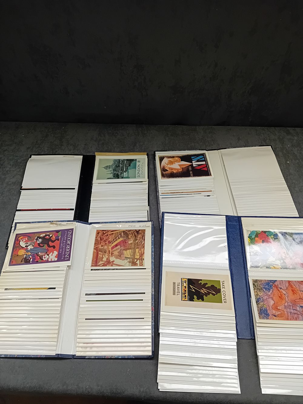Lot 503: A Collection of Vintage London Underground and Other Promotional Prints and Postcards in Four Albums