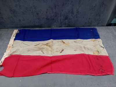 Vintage Dutch Nautical Flag, 62cm x 120cm. A vintage Dutch nautical flag, composed of three 
