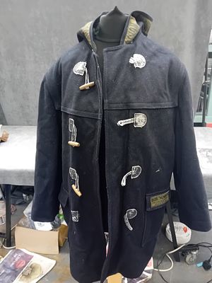 A Navy Blue Brummel U.S. Sixth Fleet Duffle Coat, VAW-K201. A navy blue duffle coat, likely 