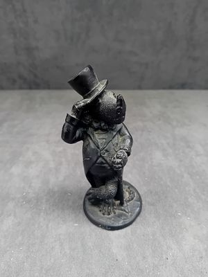 A 'Crafty with Coal' Welsh Coal Figurine of an Anthropomorphic Pig Gentleman. A figurine by 