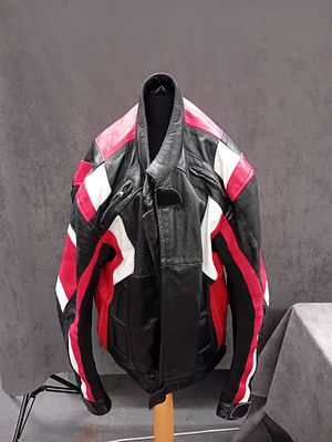 Texpeed Motorcycle Apparel Red White and Black Leather motorbike Jacket 5XL as Pictured