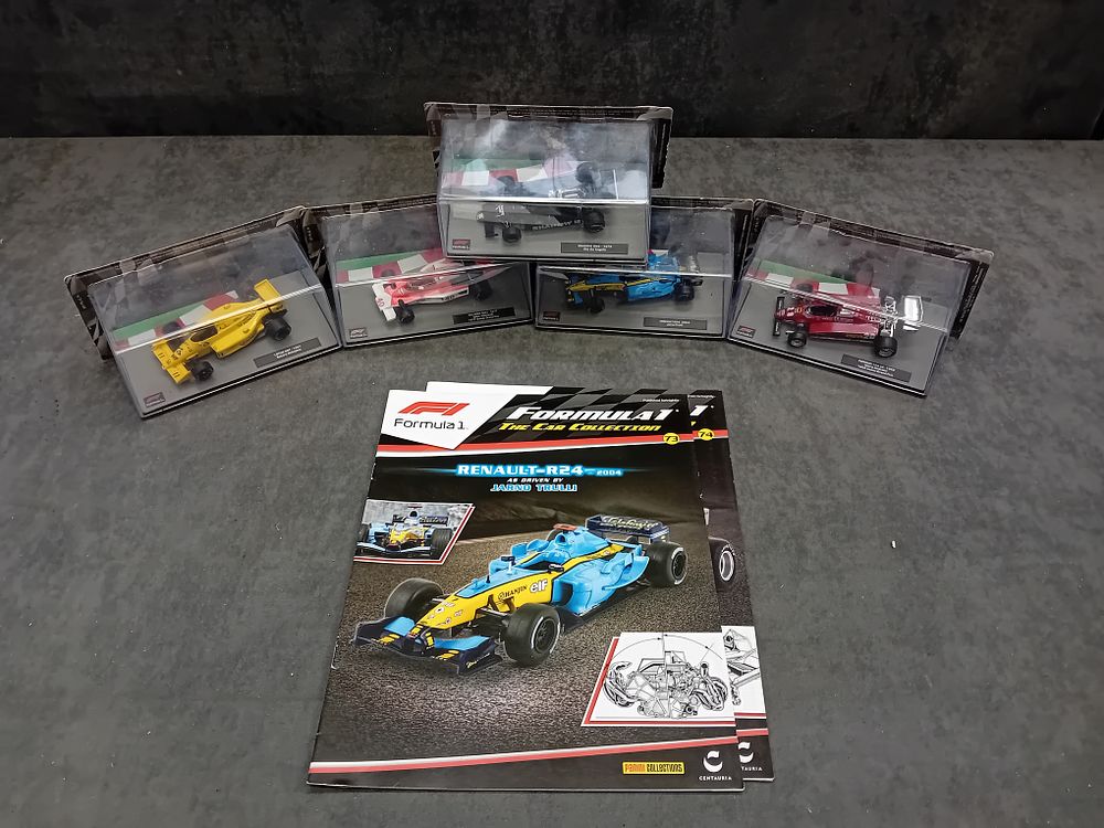 Lot 340: A Collection of 5 Panini Formula 1 The Car Collection 1:43 Scale Die-Cast Models